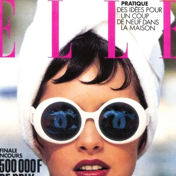 Vintage CHANEL 1993 Runway Black CC Logo Lens Editorial Oversized Sunglasses - Picture 13 of 17